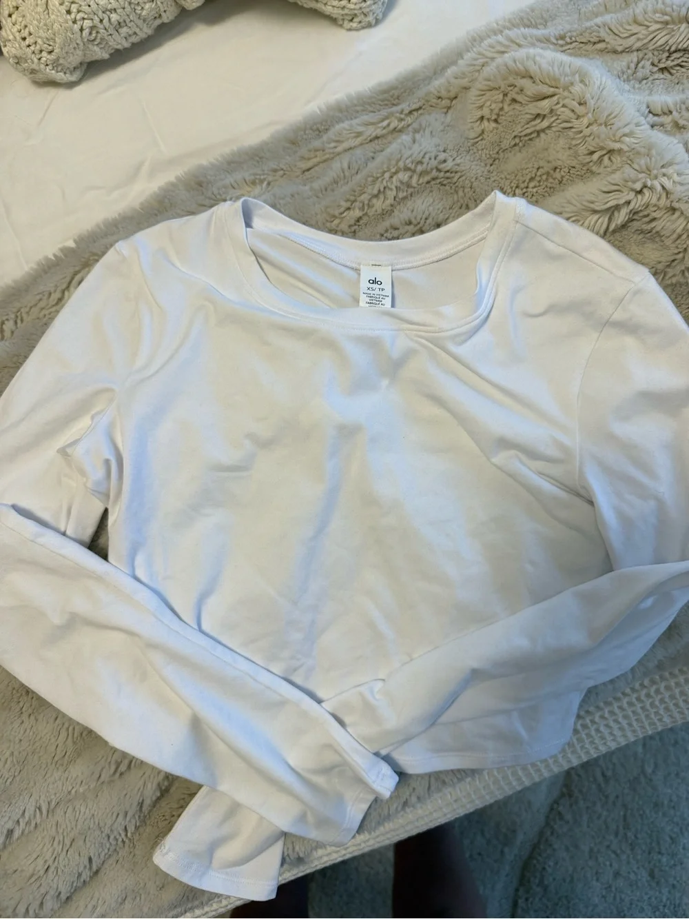 ALO Yoga White Long-Sleeve Crop Top